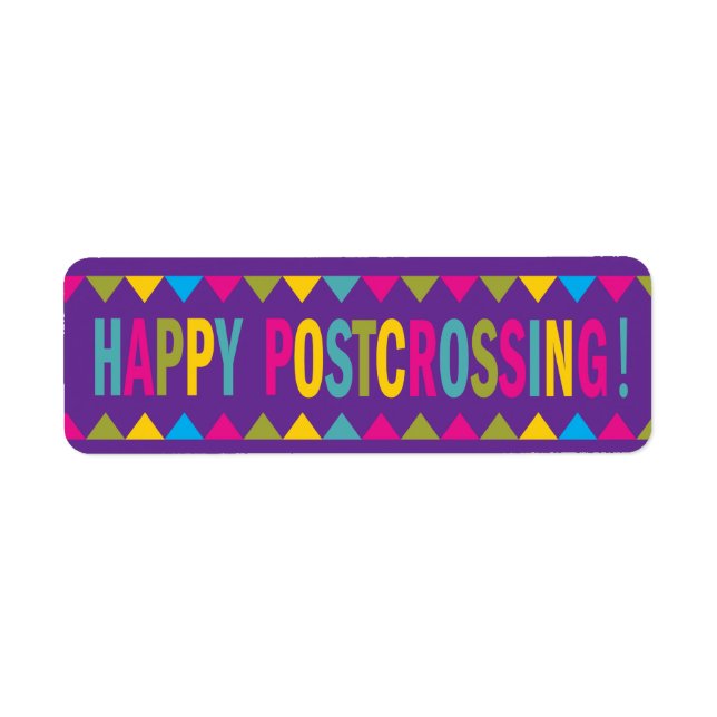 Happy Postcrossing in Bright Colours Embellishment Return Address Label (Front)