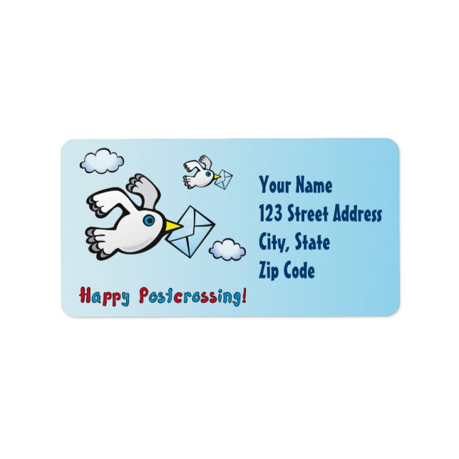 Happy Postcrossing! - Pigeon post. Label (Front)