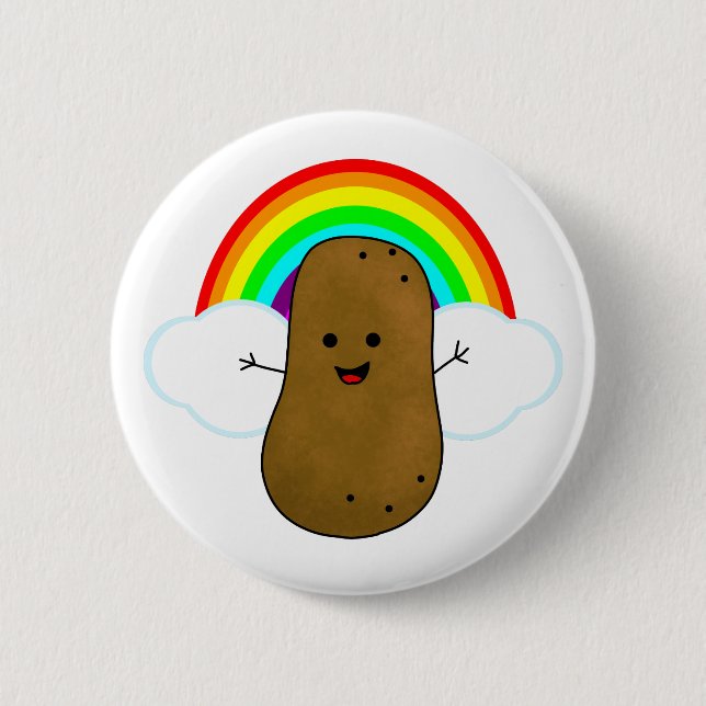 Happy Potato And A Rainbow 6 Cm Round Badge (Front)