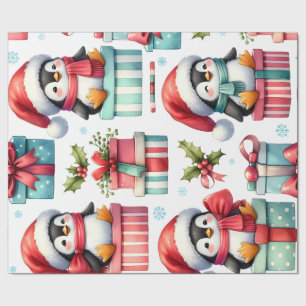 Happy Present Penguins Wrapping Paper