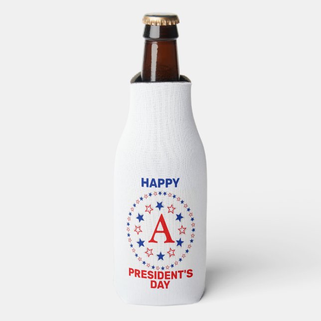 Happy President's day custom monogram Bottle Cooler (Bottle Front)