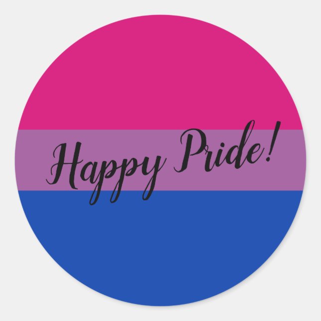 Happy Pride Bisexual Flag Classic Round Sticker (Front)