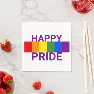 Happy Pride Bold Rainbow Flag Party Napkin