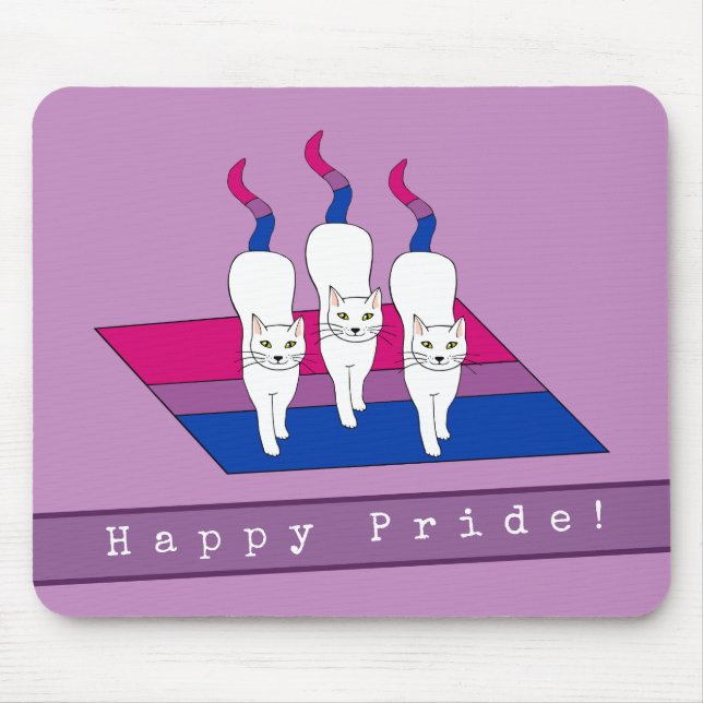 Happy Pride Cats With Bisexual Pride Flag Mouse Pad (Front)