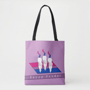Happy Pride Cats With Bisexual Pride Flag Tote Bag