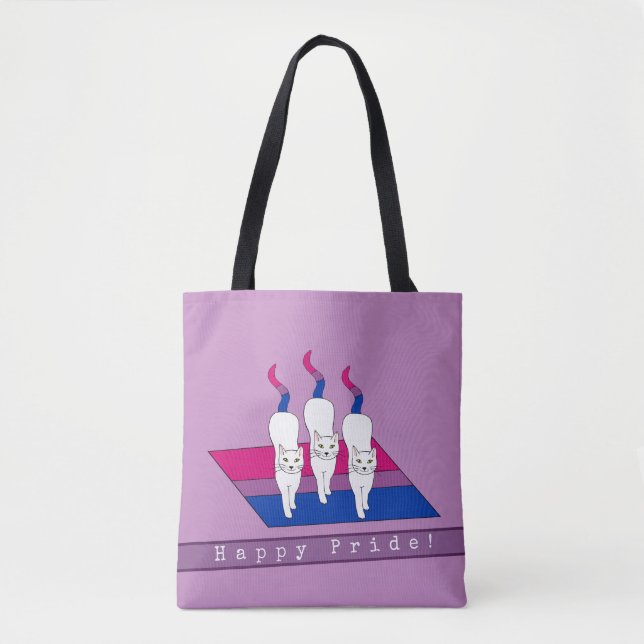 Happy Pride Cats With Bisexual Pride Flag Tote Bag (Front)