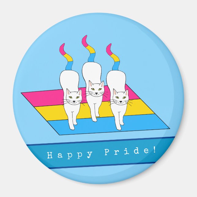 Happy Pride Cats With Pansexual Flag Magnet (Front)