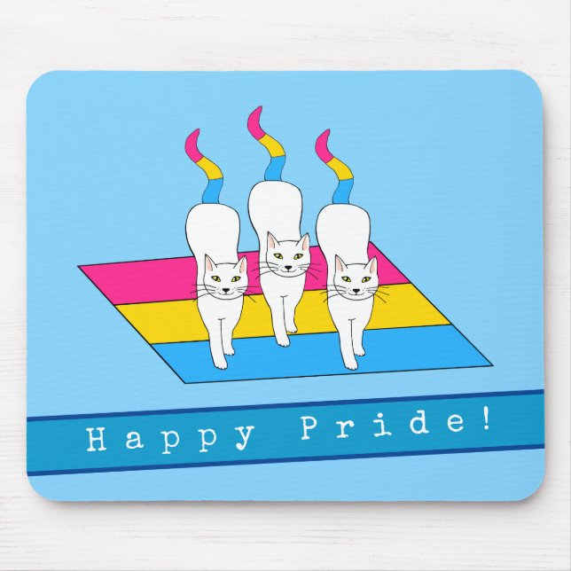 Happy Pride Cats With Pansexual Flag Mouse Pad (Front)