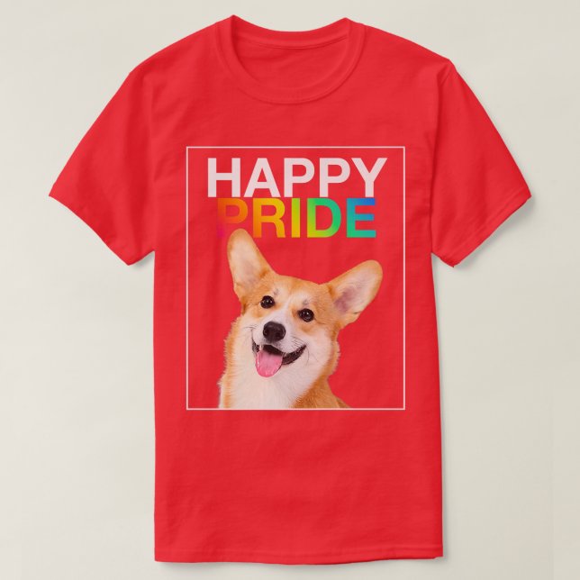Happy Pride Cute Corgi Puppy Dog Smile Lgbtq June  T-Shirt (Design Front)