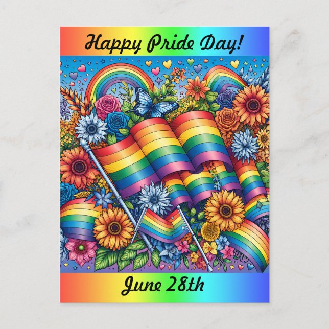 Happy Pride Day | June 28th Rainbow Postcard (Front)