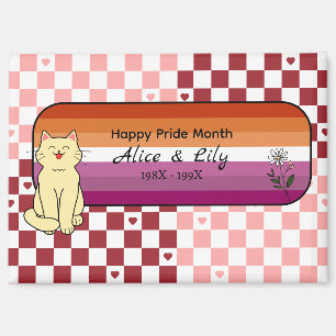 Happy Pride Month Cute Cat Sunset Lesbian Flag Magnet