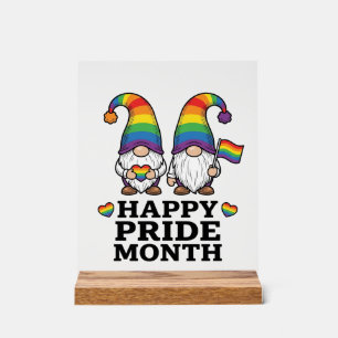 Happy Pride Month Gnome Vintage Rainbow Shirt_1 Acrylic Sign