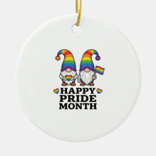 Happy Pride Month Gnome Vintage Rainbow Shirt_1 Ceramic Ornament