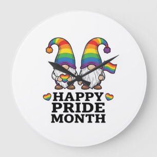 Happy Pride Month Gnome Vintage Rainbow Shirt_1 Large Clock