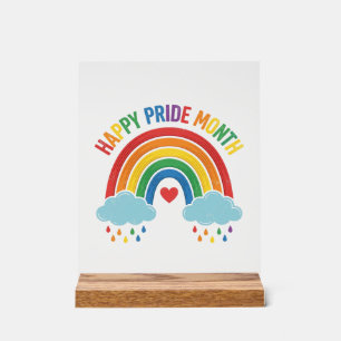 Happy Pride Month Rainbow Vintage Engraving Design Acrylic Sign