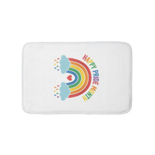 Happy Pride Month Rainbow Vintage Engraving Design Bath Mat