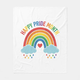 Happy Pride Month Rainbow Vintage Engraving Design Fleece Blanket