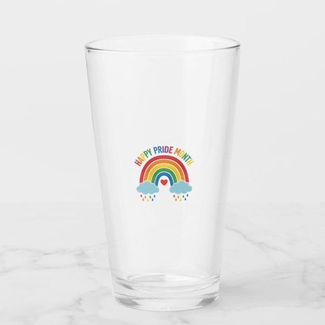 Happy Pride Month Rainbow Vintage Engraving Design Glass (Front)