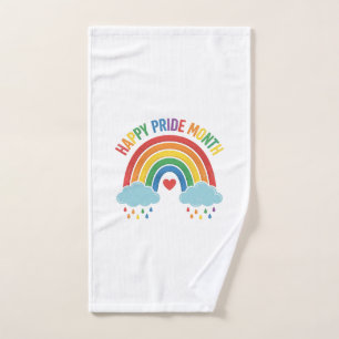 Happy Pride Month Rainbow Vintage Engraving Design Hand Towel
