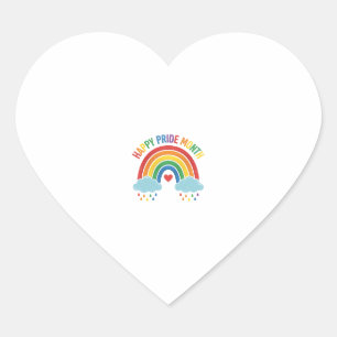Happy Pride Month Rainbow Vintage Engraving Design Heart Sticker