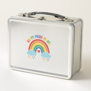 Happy Pride Month Rainbow Vintage Engraving Design Metal Lunch Box