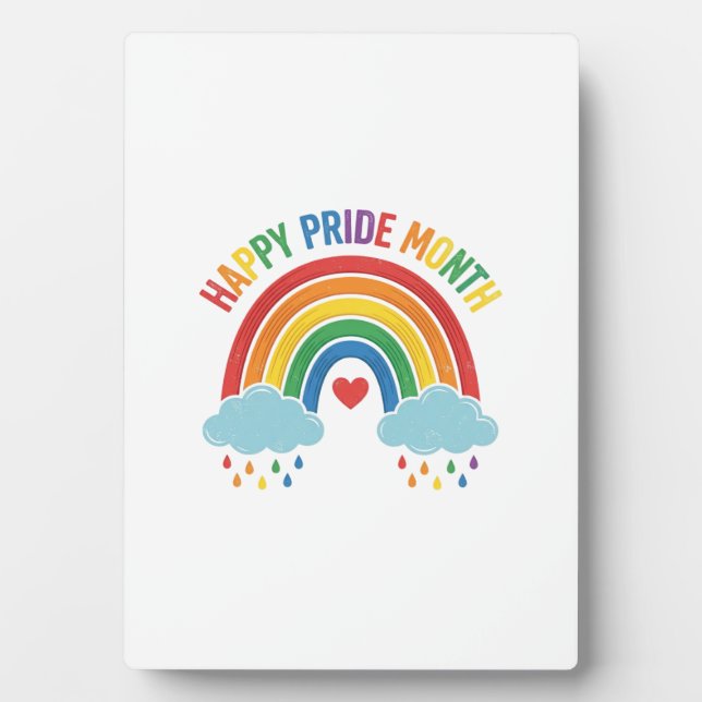 Happy Pride Month Rainbow Vintage Engraving Design Plaque (Front)