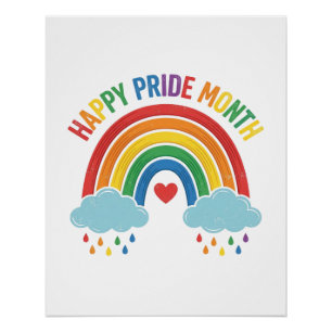 Happy Pride Month Rainbow Vintage Engraving Design Poster