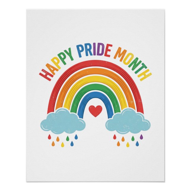 Happy Pride Month Rainbow Vintage Engraving Design Poster (Front)
