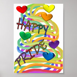 Happy Pride Rainbow Hearts and Ropes Poster