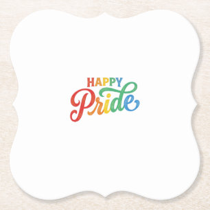 Happy Pride Vintage Rainbow Typography Shirt_1 Paper Coaster