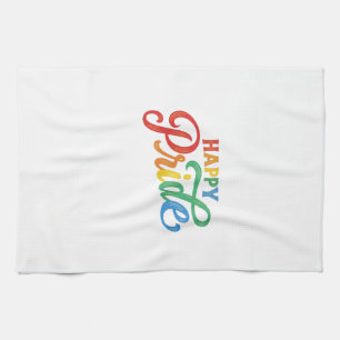 Happy Pride Vintage Rainbow Typography Shirt_1 Tea Towel
