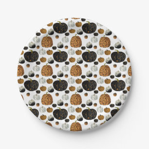 Happy print polka dots pumpkin paper plate