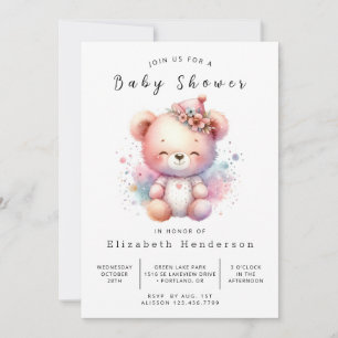 Happy Printable Bear Baby Shower Invitation