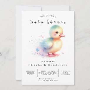 Happy Printable Duck Baby Shower  Invitation