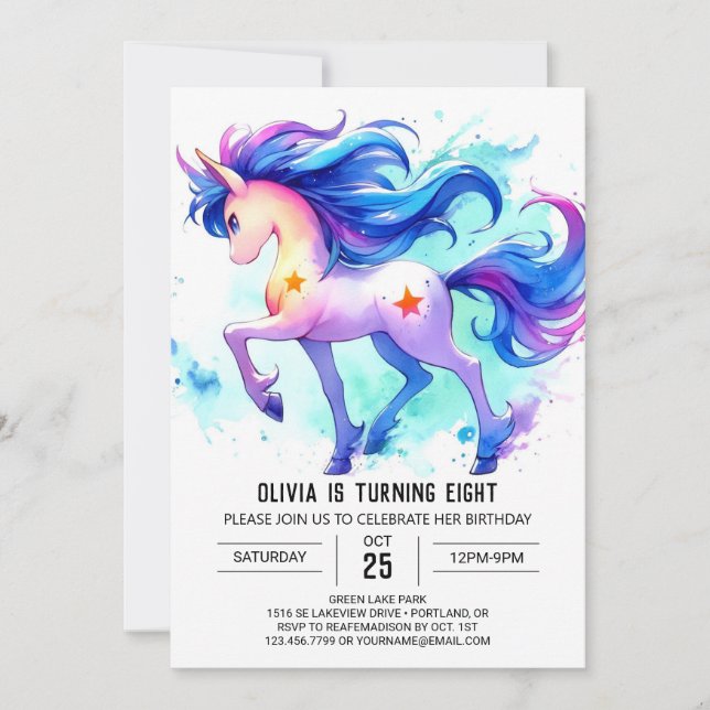 Happy Printable Horse Birthday Invitation (Front)