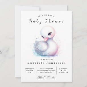 Happy Printable Swan Baby Shower Invitation