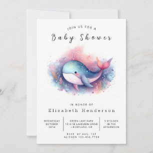 Happy Printable Whale Baby Shower Invitation