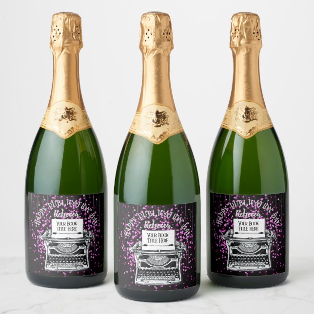 Happy Publication Day Personalised Starry Sparkling Wine Label (Bottles)
