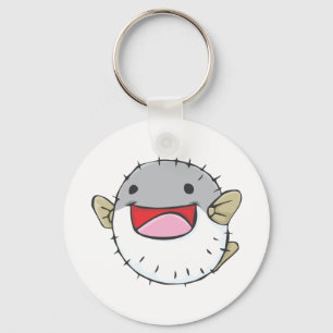 Happy Pufferfish Cartoon Key Ring