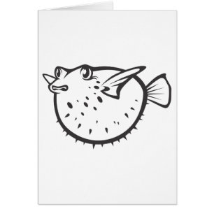 Happy Pufferfish in Black and White