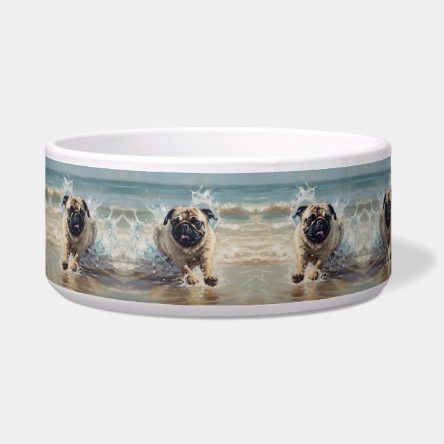 Happy Pug  at the Beach customisable (Front)