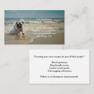 Happy Pug at the Beach customisable Business Card