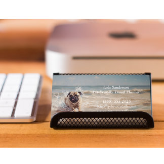 Happy Pug  at the Beach customisable Business Card