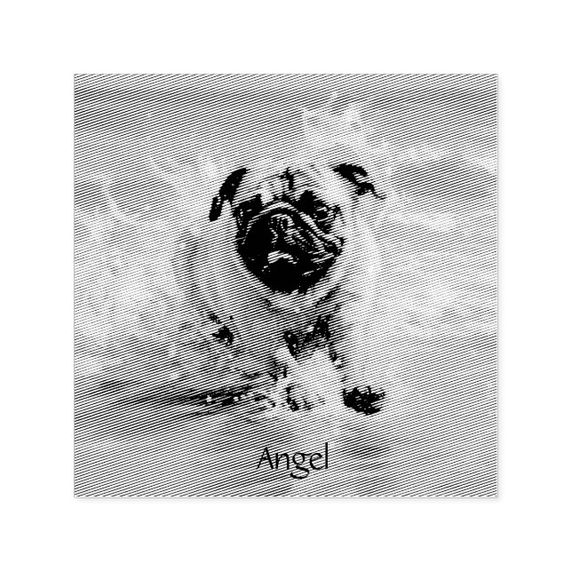 Happy Pug  at the Beach customisable Self-inking Stamp (Design)