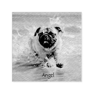Happy Pug  at the Beach customizable Self-inking Stamp