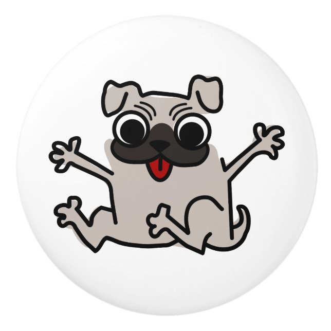 Happy Pug Ceramic Knob (Front)