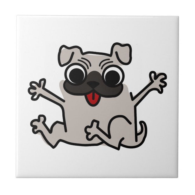 Happy Pug Ceramic Tile (Front)