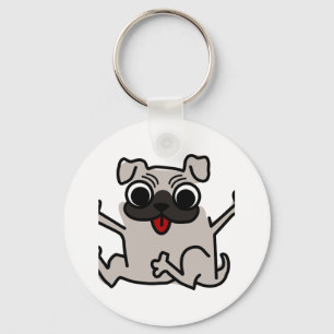 Happy Pug Key Ring