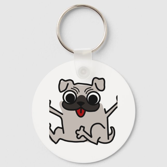 Happy Pug Key Ring (Front)