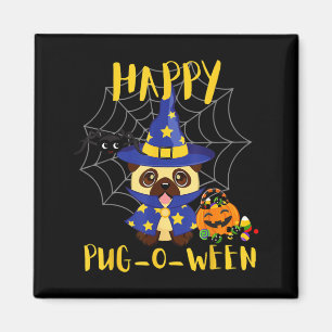 Happy Pug-O-Ween Funny Dog Pug Halloween Magnet